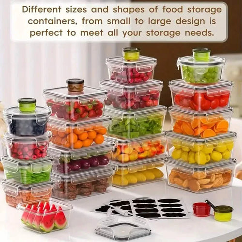 48-Piece Food Storage Container Set – Stackable, Microwave Safe, BPA Free
